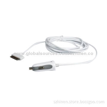 5V/2.1A Output Car Charger with 30-pin Connector, 10.5-32V Input Voltage Range